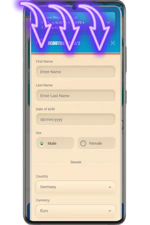 Enter personal details and select currency for Vegasino casino